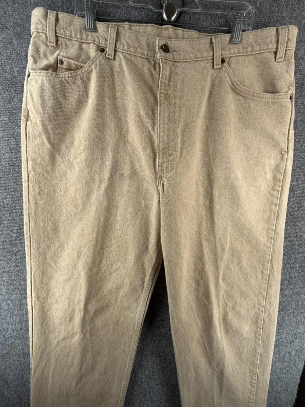 VTG Levi’s 550 Orange Tab Beige Denim Jeans Relaxed Fit Tapered Leg ACTL 39X32